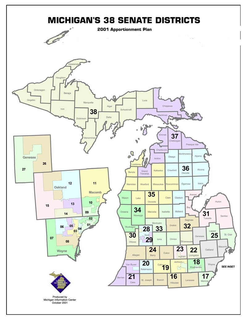 Michigan State House District Map Michigan State Government Representatives and Senators by County